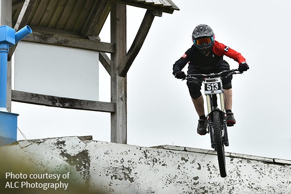 Lindsay going off a drop off